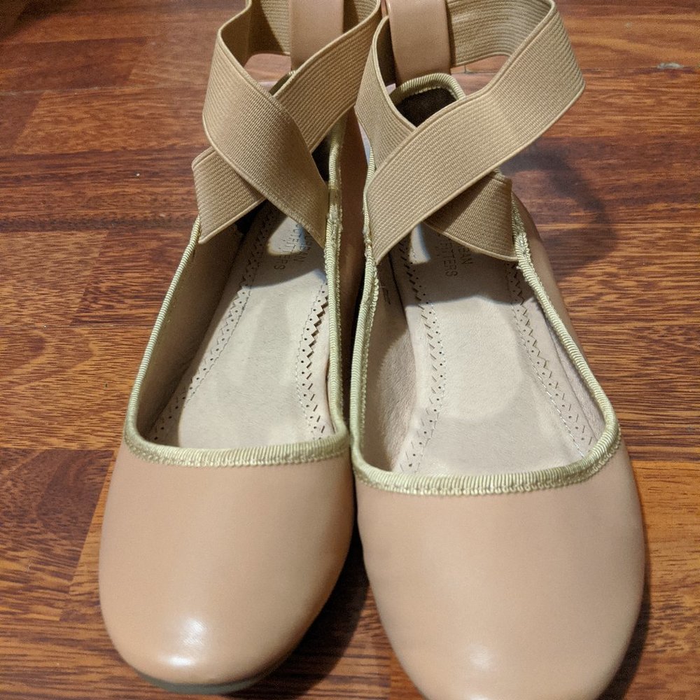 UO Nude Ballet Flats with Ankle Straps